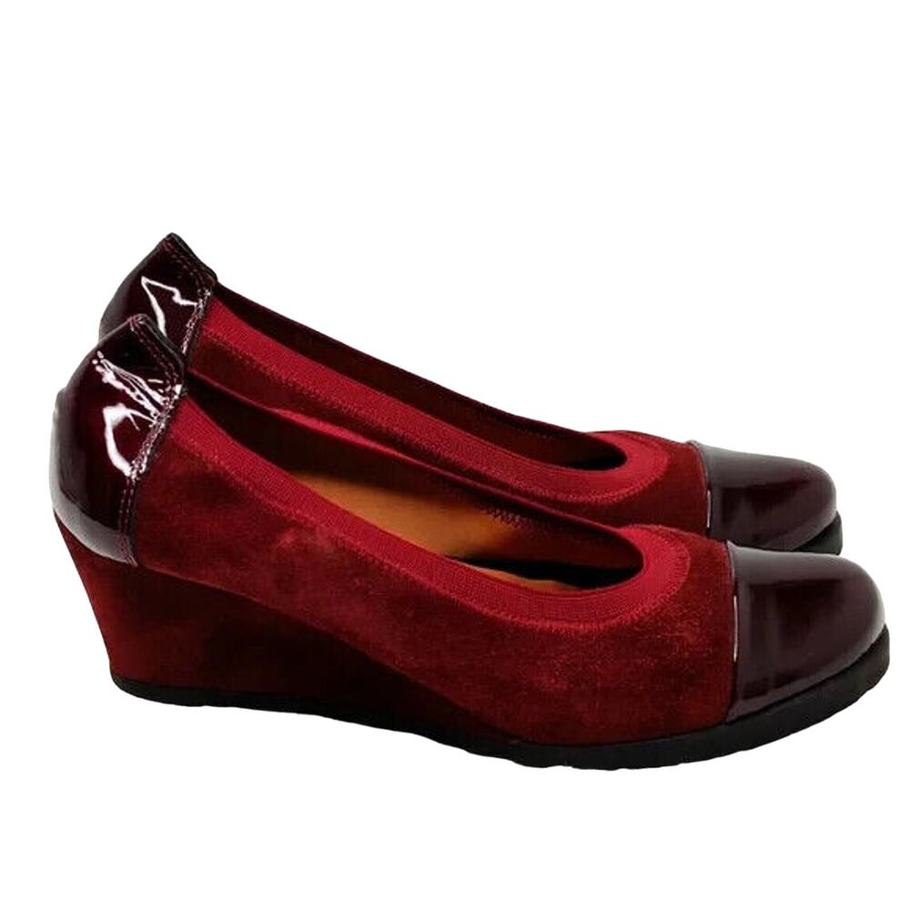Burgundy Suede Wedge Heel Sz 7
